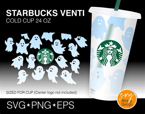 Halloween Happy Ghost Starbucks Cup Svg Funny Cute Ghost Etsy