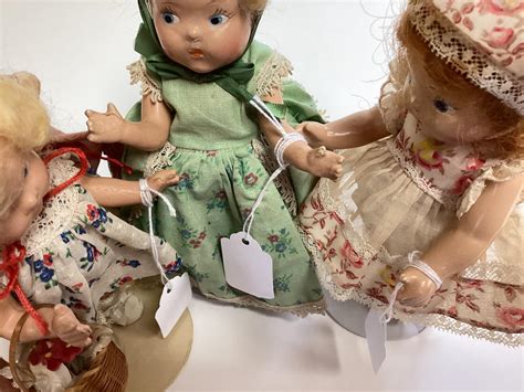 Lot Lot Of 3 8 Hard Plastic Vogue Ginny Dolls Including Blonde Hair In Untagged Green Dress