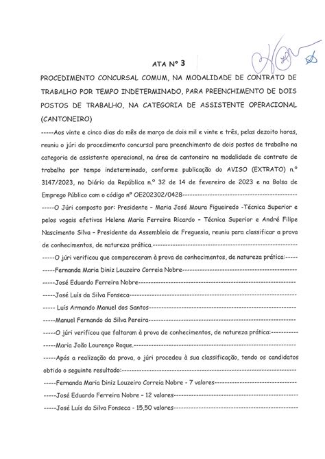 Procedimento Concursal Para Assistente Operacional Cantoneiro Junta