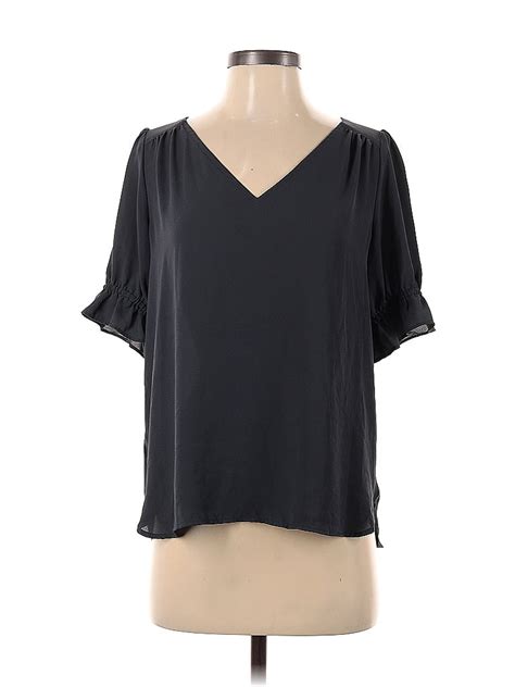 Ann Taylor Loft 100 Polyester Black Short Sleeve Blouse Size S 64