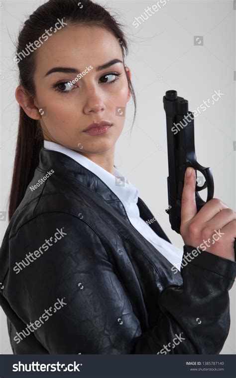 Attractive Caucasian Brunette Female Government Agent Stock Photo