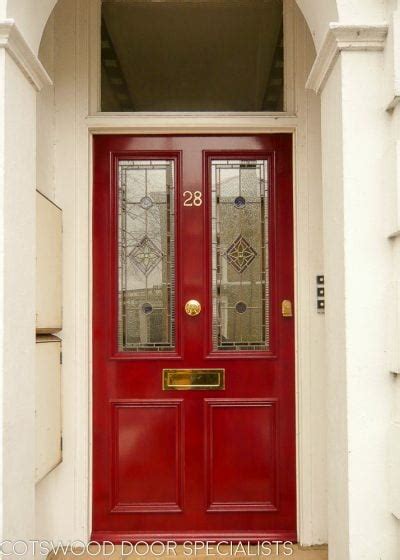 Red Victorian Front Door With Leaded Glass Cotswood Doors London