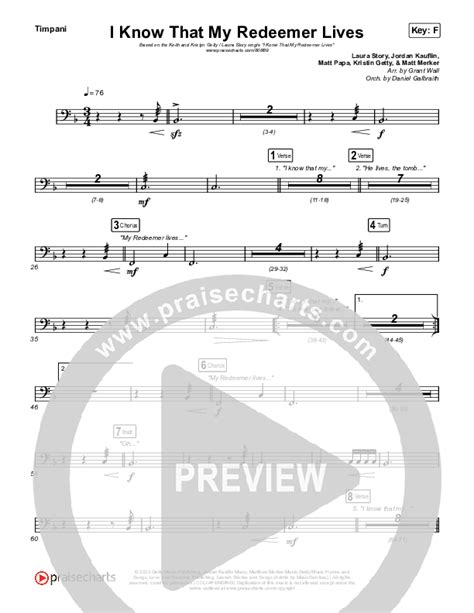 I Know That My Redeemer Lives Timpani Sheet Music PDF Keith Kristyn