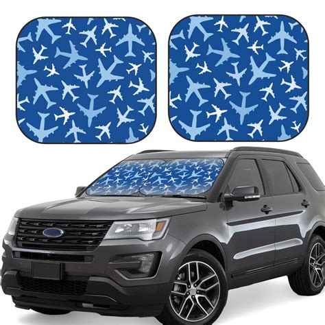 Daiia Airplanes In The Sky 2pcs Car Windshield Sun Shade Foldable Sun