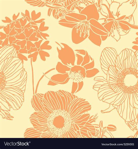 Elegance Seamless Pattern With Flowers Flo Vector Image