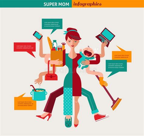 Super Hero Mom Stock Vector Illustration Of People Daughter 19205088