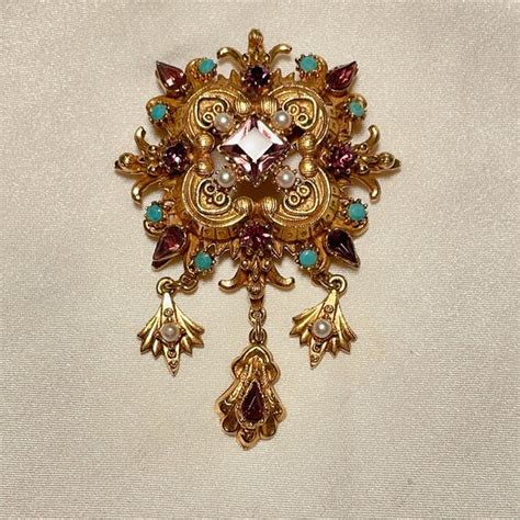 Vintage Signed Florenza Brooch Gem