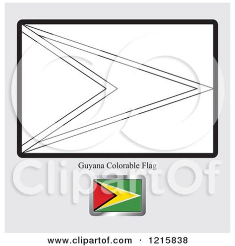 Clipart of a Coloring Page and Sample for a Guyana Flag - Royalty Free ...