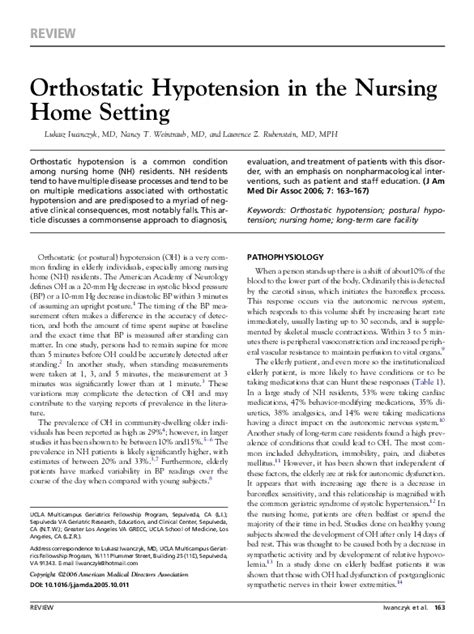 Pdf Orthostatic Hypotension In The Nursing Home Setting Laurence Rubenstein