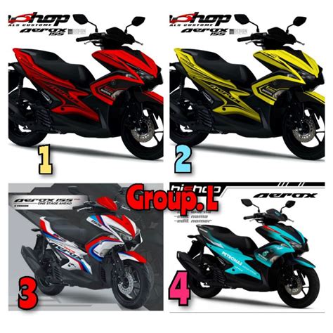 Jual Decal Yamaha Aerox Full Body Variasi Lis Merah Biru Shopee Indonesia