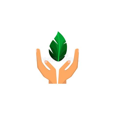 Hands Holding A Green Leaf Stock Vector Illustration Of Abstract