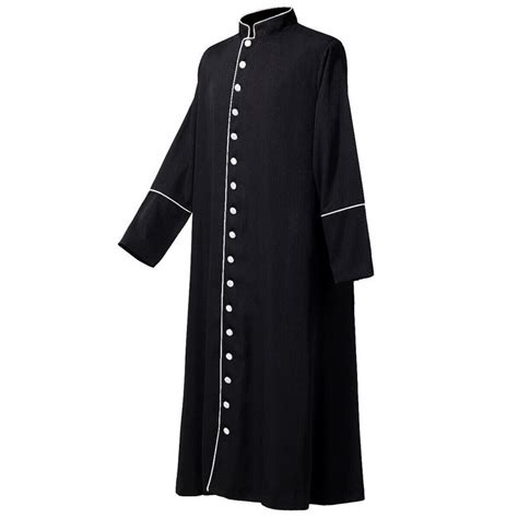 New Black Church Priest Attire Cassock Clergy Robe Priest Single