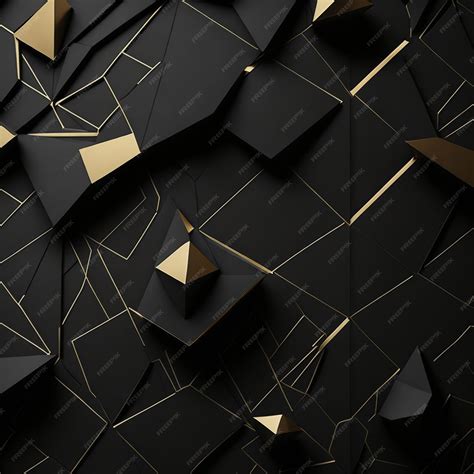 Premium Photo | 3d Golden amp black wallpaper geometric technology ...