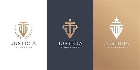 Dise O De Logotipo De Justicia Con Estilo Creativo Vector Premium