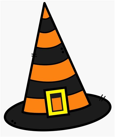 A Black And Orange Witches Hat With A Yellow Square In The Center