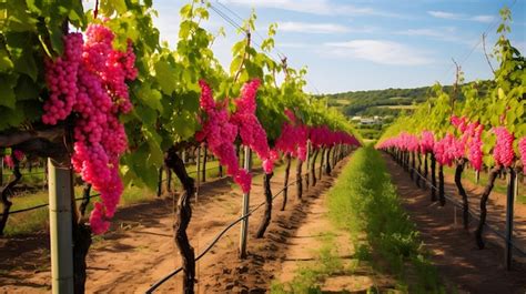 Premium Photo A Picturesque Vineyard With Rows Of Flowering Grapevines