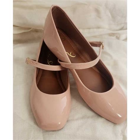 Sapatilha Estilo Mary Jane Envernizada Nude Rose Shopee Brasil
