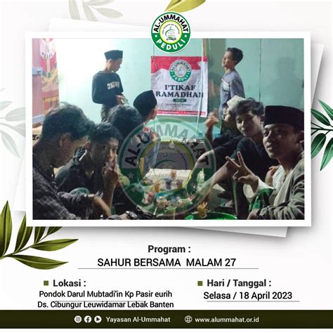 Tebar Sahur I Tikaf Ramadhan H Selasa April Yayasan Al