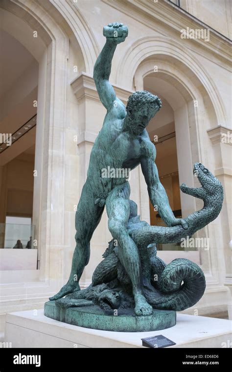 Man Fight Snake Sculpture Louvre Museum Stock Photo Alamy