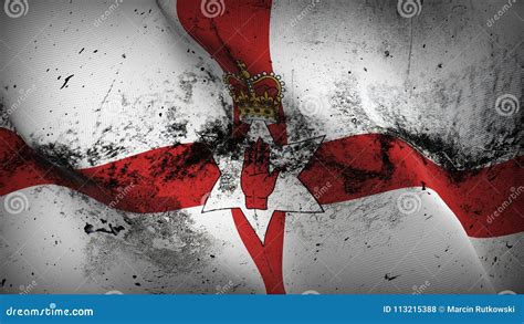 Northern Ireland Grunge Dirty Flag Waving On Wind Stock Illustration