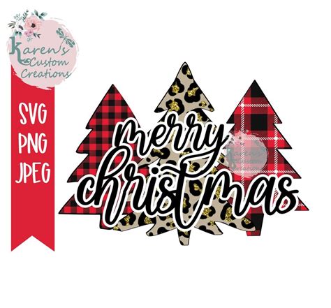 Merry Christmas Svg Leopard Print Christmas Tree Png Etsy