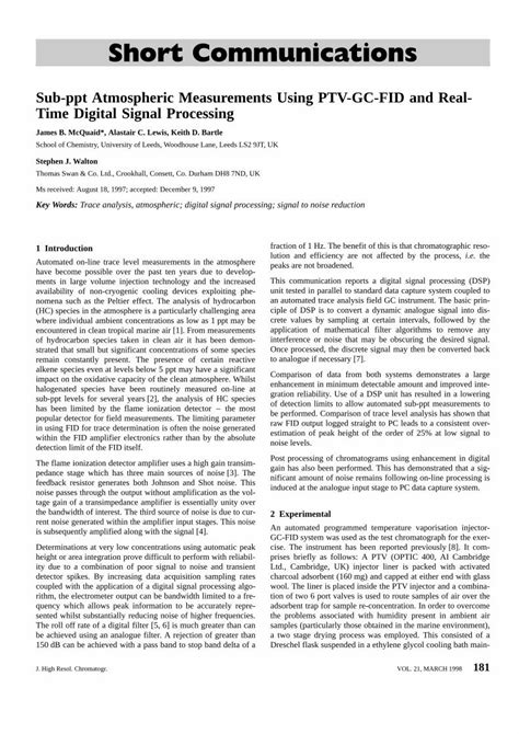 Pdf Sub Ppt Atmospheric Measurements Using Ptv Gc Fid And Real Time