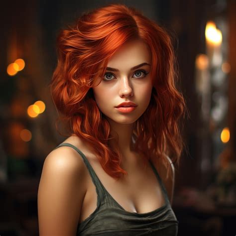 Premium Ai Image Attractive And Beautiful Girl With Red Hair