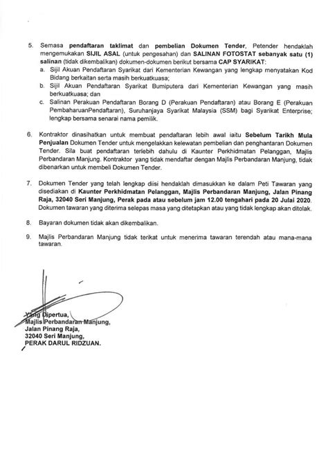 Tender Perkhidmatan Kawalan Keselamatan Di Bangunan Milik Majlis