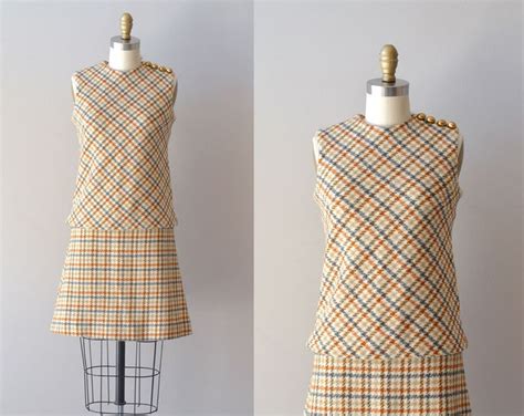 1960s Plaid Dress Wool Jumper 60s Dress Penny Lane Dress Etsy