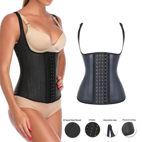 Breasted Corset Steel Boned Waist Trainer Latex Vest Waist Corset