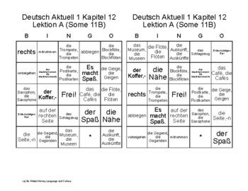 Deutsch Aktuell Level Kapitel Lektion A R Ckblick Bingo