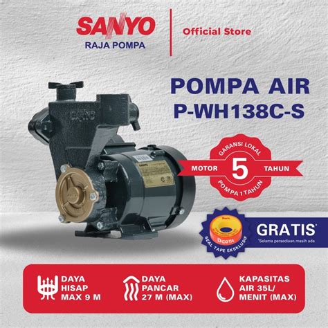 Jual SANYO Mesin Pompa Air Sumur Dangkal Non Auto Shallow Well P