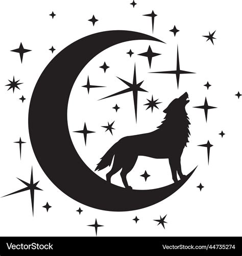 Wolf Howling Moon And Stars Cut Files For Cricut Clip Art Silhouette