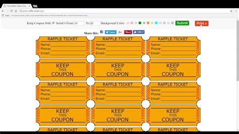 Raffle Tickets Template With Name And Phone Number Print Raffle Tickets Free Name Phone Email