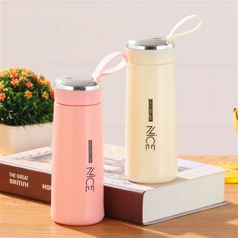 Nice Cup Glass Bottle Tumbler Creative Leakproof Water Cup 400ml Double Layer Stainless