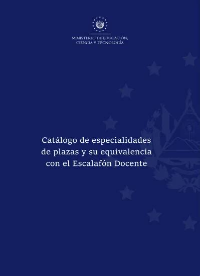 Catálogo de especialidades de plazas y su equivalencia con el Escalafón