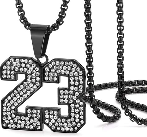 Rowinandco Number Initial Necklaces For Boys Men Hip Hop Iced