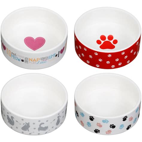 Small Ceramic Pet Bowl Red Paw Pet Bowls Bandm