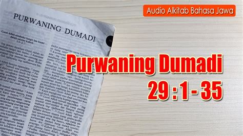 Purwaning Dumadi I Audio Alkitab Bahasa Jawa Versi Youtube