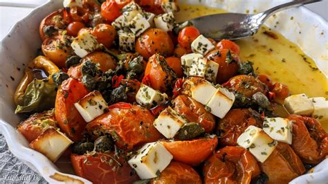 Baked Cherry Tomatoes With Feta Cheese And Capers Thyme Consuming