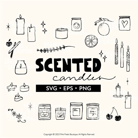 Candles Svg Scented Candles Png Hand Drawn Svg Silhouette Cutting Files