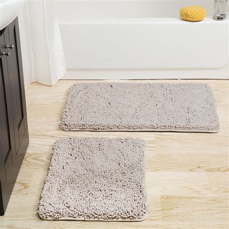 Amazon Lavish Home 2 Piece Memory Foam Shag Bath Mat Warm Grey