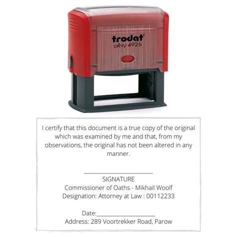 Certification Stamp Trodat Woolf S Trophies And Engravers