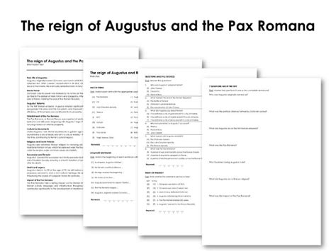 The Reign Of Augustus And The Pax Romana Teaching Resources