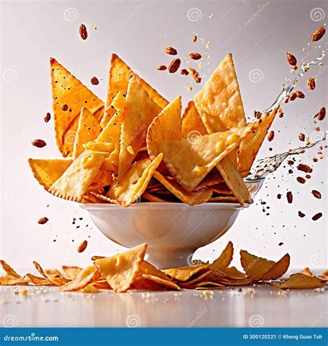 Nacho Chips Mexican Fried Corn Tortilla Snacks Stock Photo
