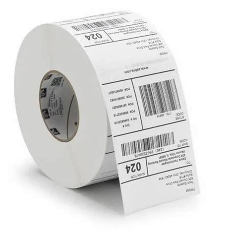 White Printed Industrial Barcode Label Packaging Type Roll Size 3 X