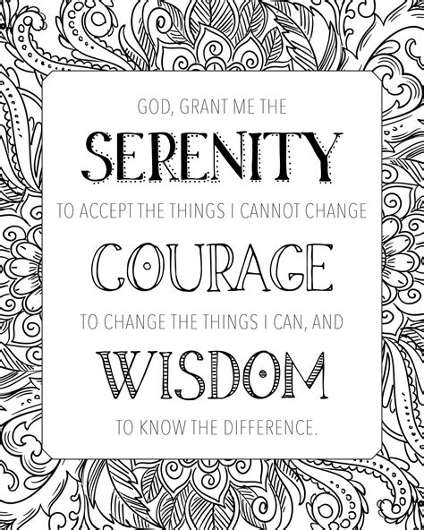 Serenity Prayer Coloring Page Printable Gulfvolf