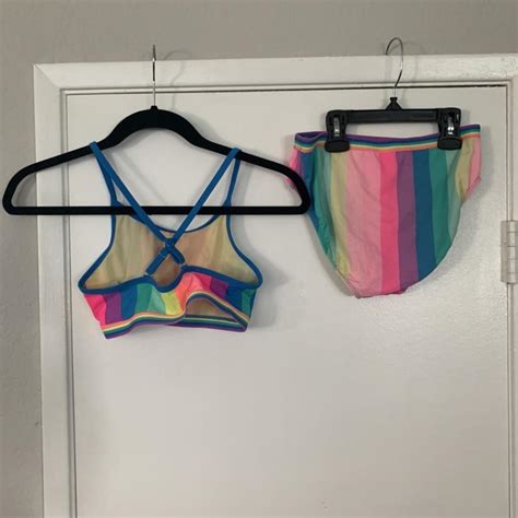 Vintage 90s PRIDE Rainbow Stripe Bikini Full Depop