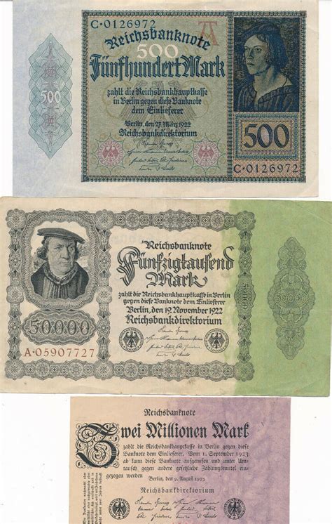 Mark 1923 Reichsbanknoten 2 20 5000 50 500 Thausend Millionen Lot 14