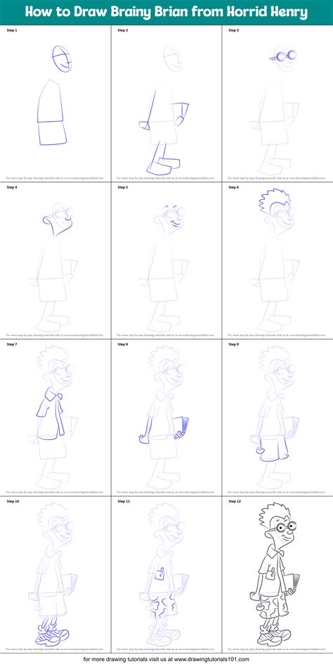 How To Draw Brainy Brian From Horrid Henry Printable Step By Step